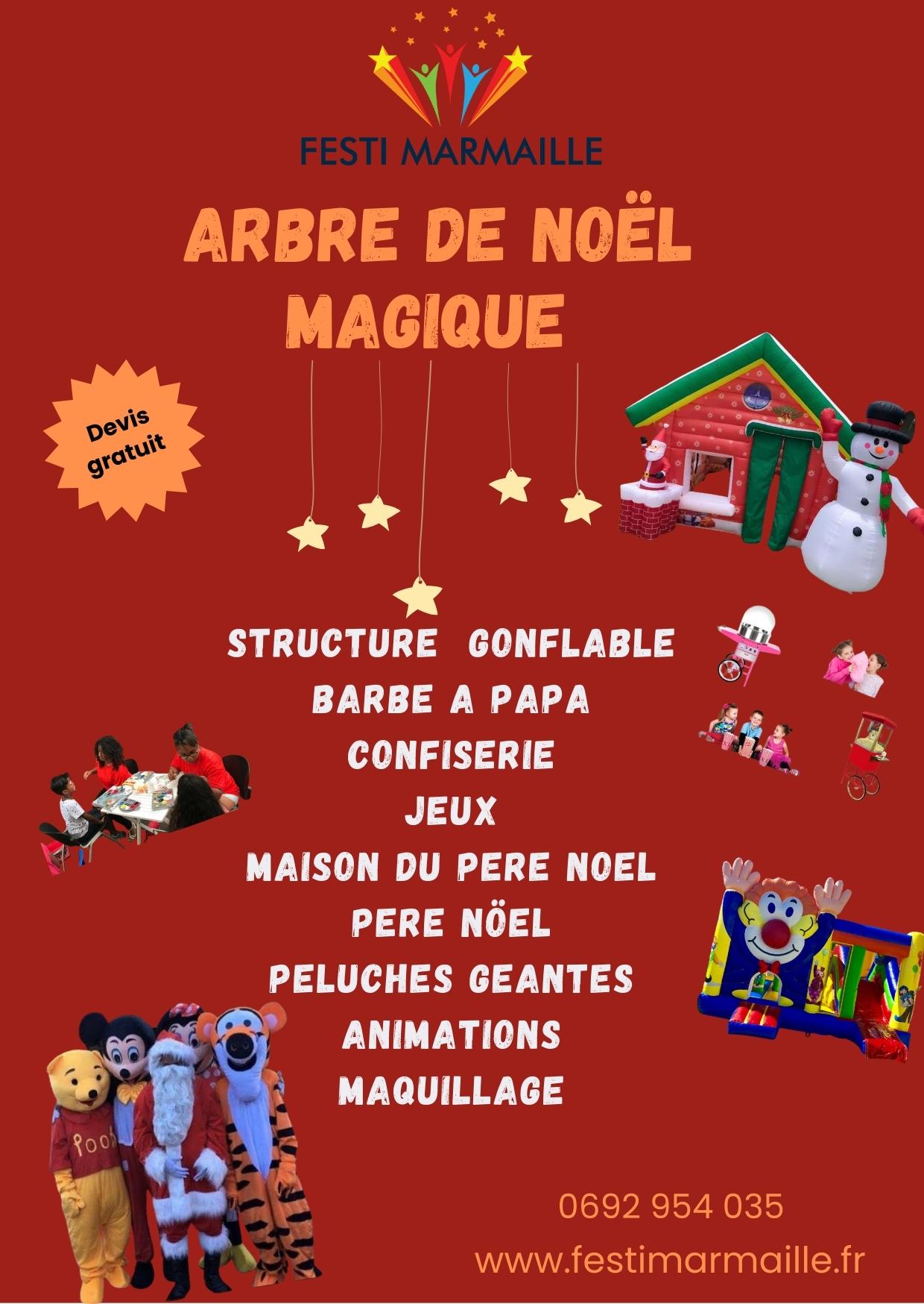 Carte fete noel pere noel rouge sapin 1